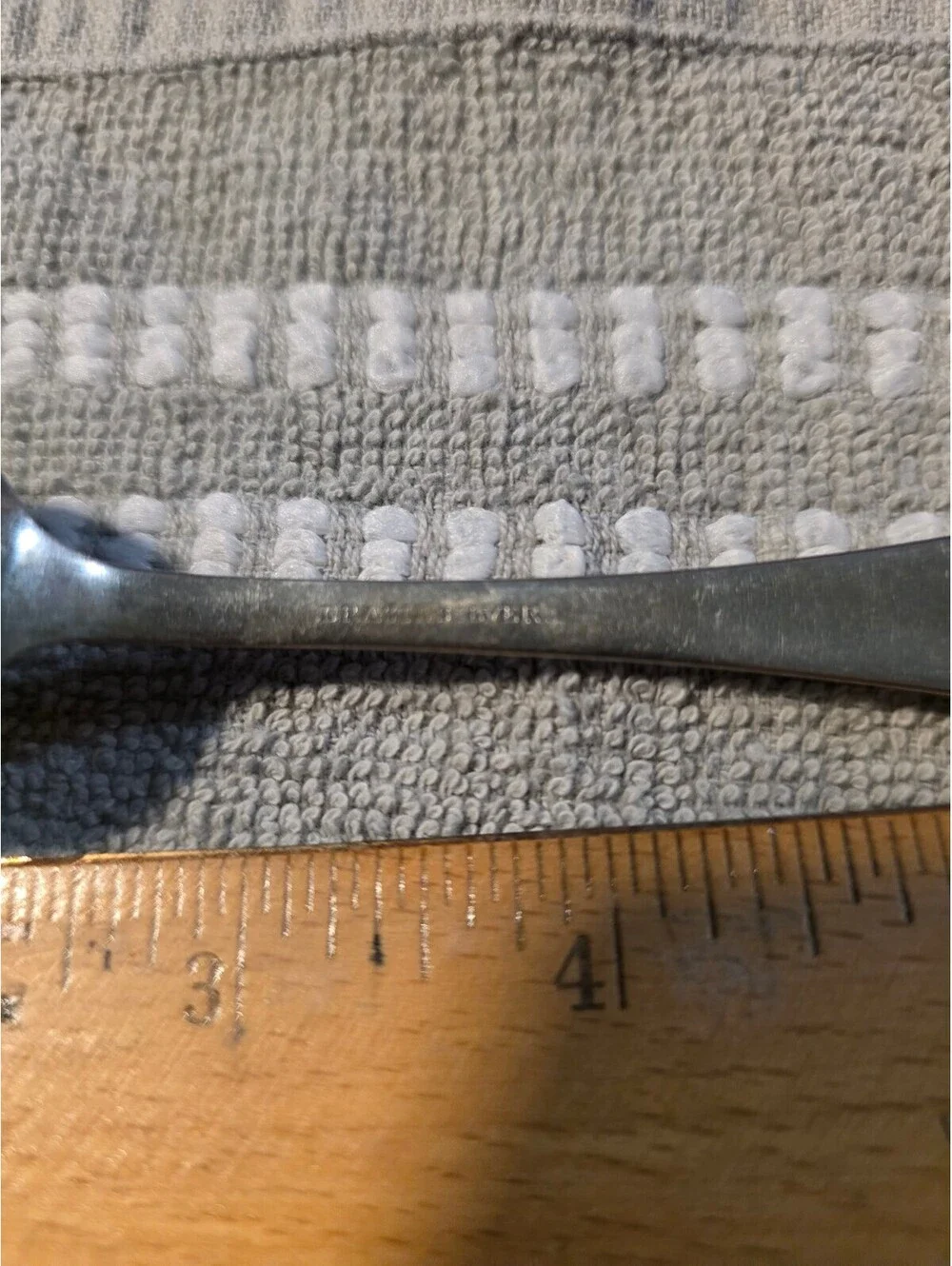 Antique 1847 Rogers Bros Silverplate Teaspoon Beaded Monogram 5.5